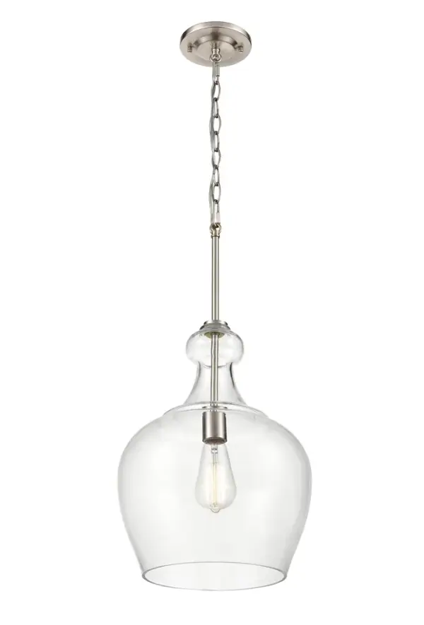 The 4211 pendant in brushed nickel offers a clean, contemporary aesthetic that complements a variety of interior styles. Its neutral metallic finish makes it adaptable to both residential and commercial settings.
