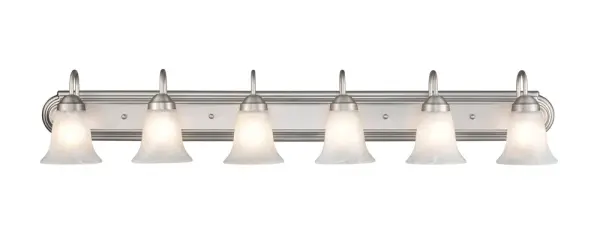 The 4286 vanity light offers a clean, transitional design in brushed nickel that complements a wide range of bathroom styles. Its neutral finish and wall-mount configuration make it ideal for residential and commercial applications.