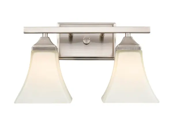 The 4502 vanity light combines transitional styling with a brushed nickel finish, making it an ideal choice for bathroom updates. Its neutral metallic tone complements various design schemes while providing functional task lighting.