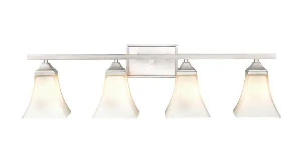 The 4504 vanity light offers timeless transitional styling with a versatile brushed nickel finish. Perfect for bathroom vanities, this fixture provides functional task lighting with understated elegance.