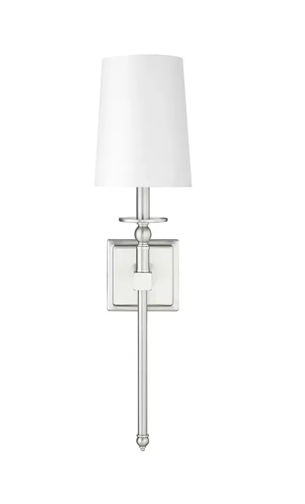 A transitional wall sconce in brushed nickel finish that offers timeless appeal and versatility. Ideal for bathrooms, hallways, and bedrooms where clean, contemporary styling is desired.