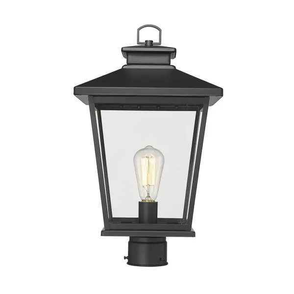 Contemporary outdoor fixture with powder-coated black finish designed for weather resistance and modern aesthetic appeal. Versatile installation options for residential and commercial outdoor spaces.