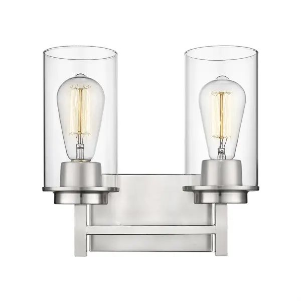 A versatile bath vanity light featuring a timeless brushed nickel finish that complements both traditional and contemporary bathroom designs. Ideal for providing functional task lighting at the vanity.