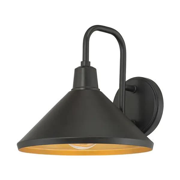 Modern Two-Tone Outdoor Sconce with Warm Golden Interior Glow