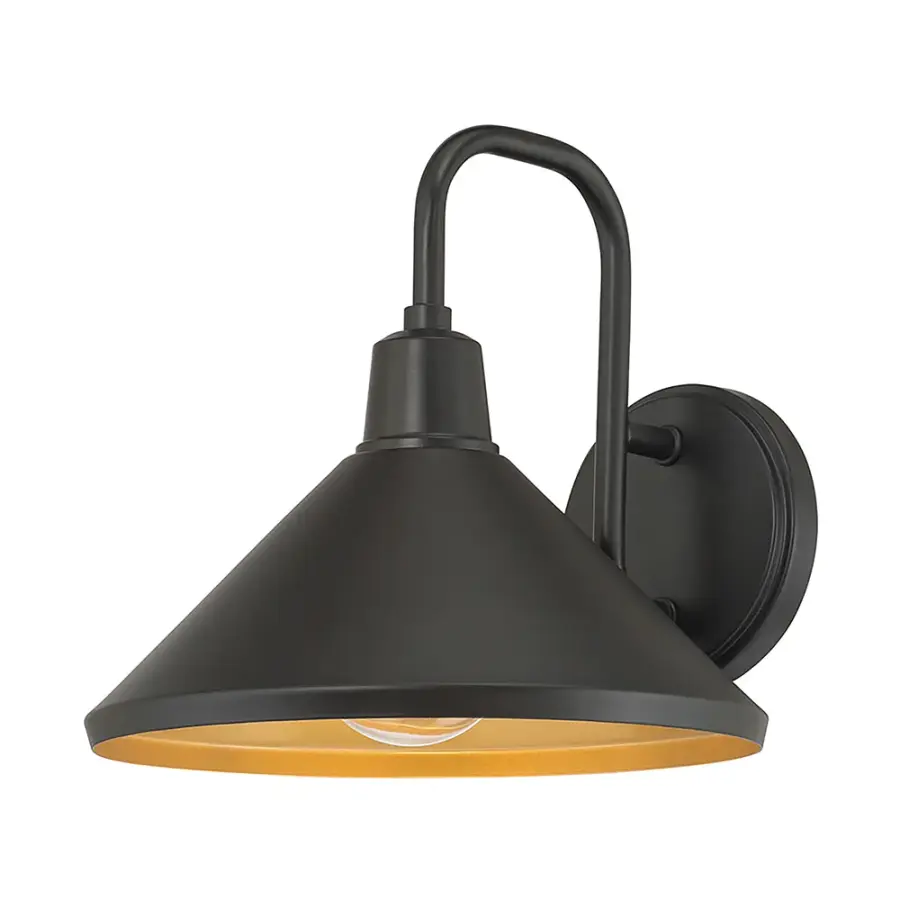 Modern Two-Tone Outdoor Sconce with Warm Golden Interior Glow