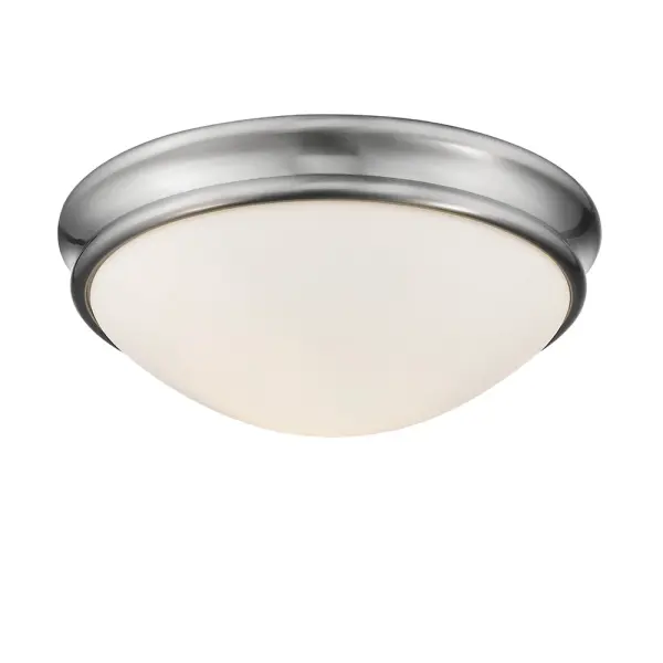 The 5223 flush mount offers clean, contemporary styling in a durable brushed nickel finish. Ideal for spaces with lower ceilings or where a streamlined look is desired, this fixture provides functional illumination.