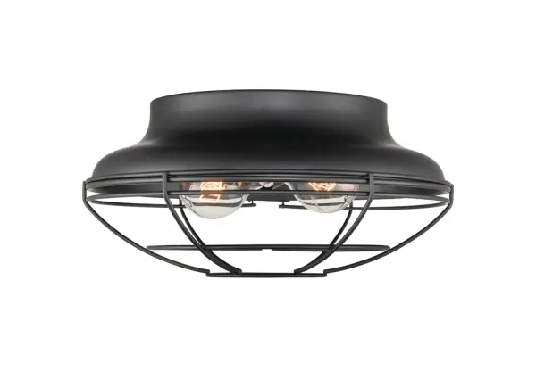 The 5382 flush mount delivers contemporary style with its clean matte black finish. Perfect for low-ceiling spaces, this fixture provides functional lighting while maintaining a minimalist aesthetic.