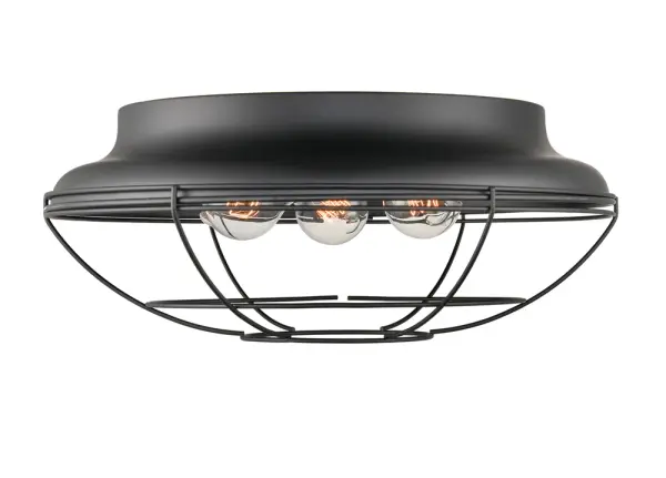 The 5387 flush mount delivers contemporary style with its clean matte black finish. Perfect for low-ceiling spaces, this fixture provides functional lighting while maintaining a minimalist aesthetic.