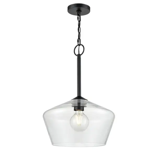 The 55201 pendant in matte black offers a contemporary aesthetic that complements modern and industrial interiors. Its neutral finish makes it adaptable to various room settings and design schemes.