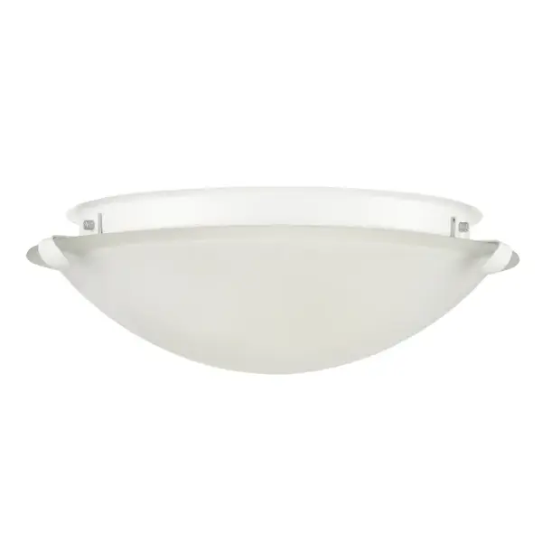 A versatile white flush mount fixture that provides practical illumination for spaces with standard or low ceilings. Its clean, minimalist design blends seamlessly with contemporary interiors.