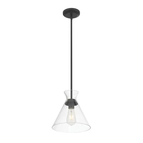 The Amarella pendant combines sleek geometric lines with beautifully tapered clear glass shades, creating a transitional modern aesthetic. Perfect for showcasing vintage-style bulbs while maintaining clean, contemporary appeal.