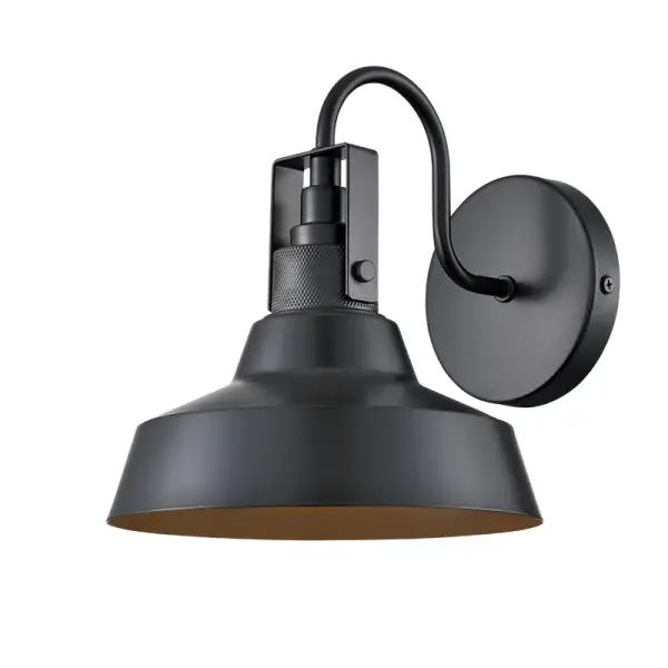This outdoor light fixture features a powder coated black finish designed for weather resistance and contemporary appeal. Ideal for exterior applications requiring reliable illumination with modern styling.