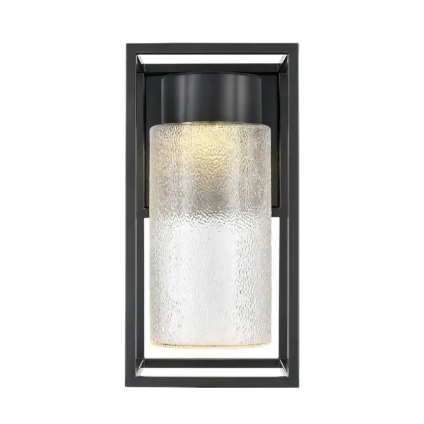 This contemporary outdoor LED wall sconce delivers exceptional 90 CRI lighting in a durable powder coated black finish, perfect for illuminating exterior spaces with true-to-life color accuracy and modern style.
