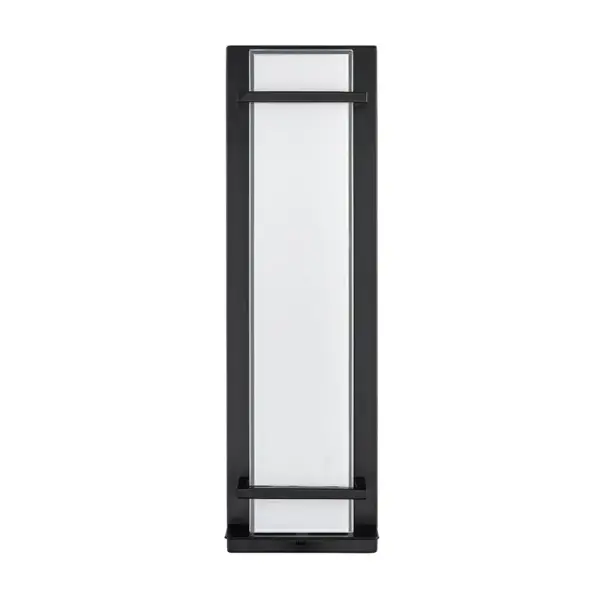 This contemporary outdoor LED wall sconce delivers exceptional 90 CRI lighting in a durable powder coated black finish, perfect for illuminating exterior spaces with true-to-life color accuracy and modern style.