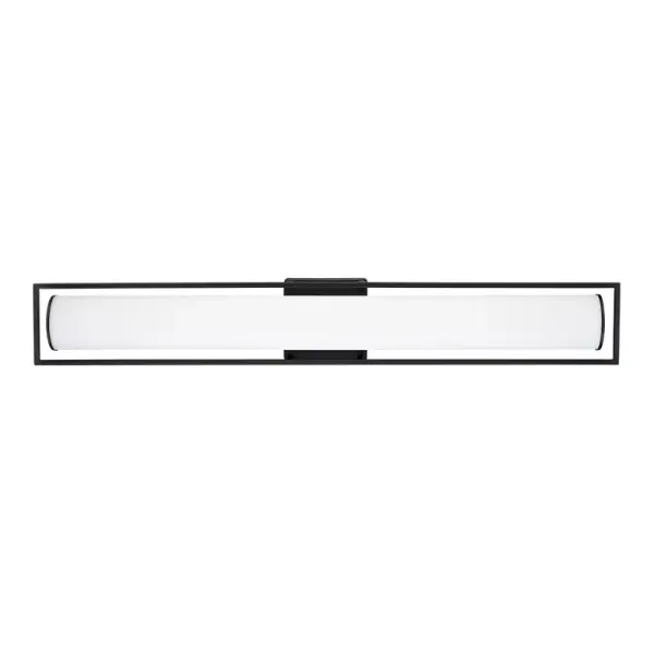 This LED vanity light delivers exceptional color rendering with 90 CRI, ensuring accurate makeup application and grooming. The contemporary matte black finish adds a sophisticated touch to modern bathrooms.