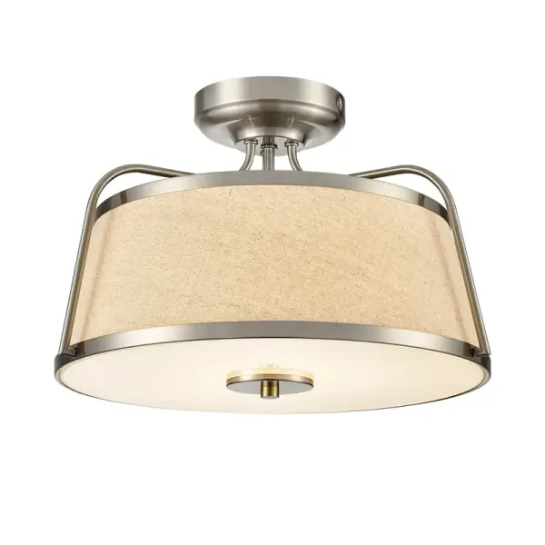 This semi-flush mount combines energy-efficient LED technology with a natural linen shade for warm, diffused illumination. The 90 CRI ensures excellent color rendering, while the brushed nickel finish adds refined elegance.