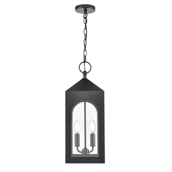 The 7832 outdoor light features a powder coated black finish designed for exterior applications. Its weather-resistant construction makes it suitable for patios, porches, and commercial outdoor spaces.