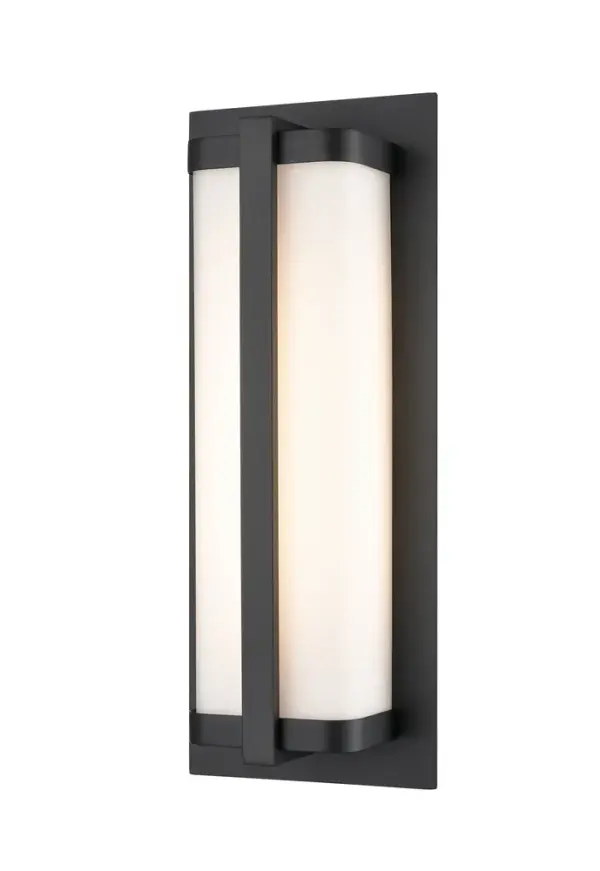 The 8091 outdoor light features a powder coated black finish designed for exterior applications. Its contemporary styling and weather-resistant coating make it suitable for various outdoor settings.