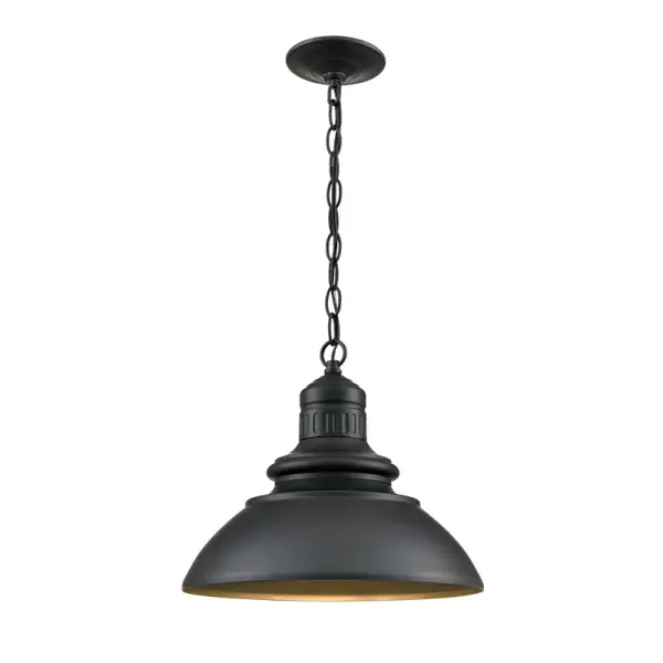 This integrated LED outdoor pendant delivers warm 3000K light with excellent color rendering (CRI 90) in a durable powder-coated black finish. Energy-efficient and maintenance-free with integrated LED technology.
