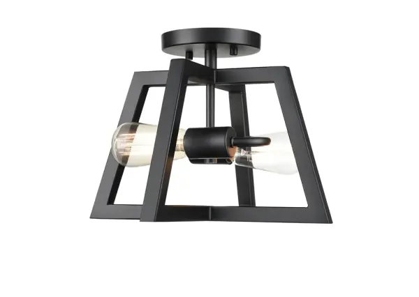 The 8142 semi-flush mount delivers contemporary style with its clean matte black finish. Perfect for spaces with lower ceilings, this fixture provides ambient lighting while maintaining a low profile.