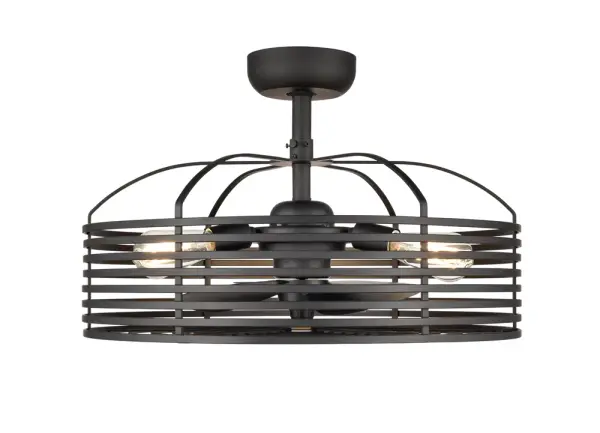 The 8223 is a space-saving ceiling fan with just 15" overall height, making it ideal for rooms with lower ceilings. The matte black finish adds contemporary style while the included remote control provides convenient operation.