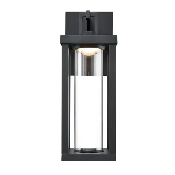 This integrated LED outdoor wall sconce delivers 209 lumens of warm 3000K light in a durable powder-coated black finish. Perfect for modern exteriors, it combines energy efficiency with contemporary styling.