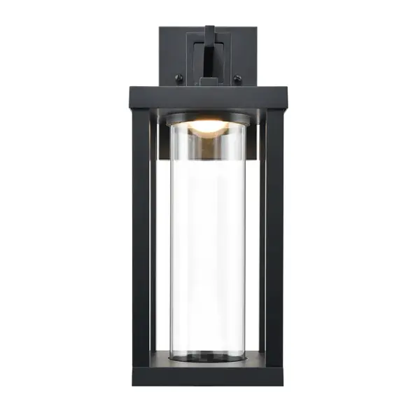 This integrated LED outdoor wall sconce delivers 414 lumens of warm 3000K light in a durable powder-coated black finish. Perfect for modern exteriors, it combines energy efficiency with contemporary styling.