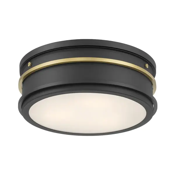 Stralara Matte Black with Vintage Brass Flush Mount