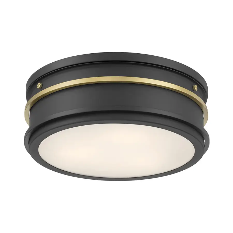 Stralara Matte Black with Vintage Brass Flush Mount