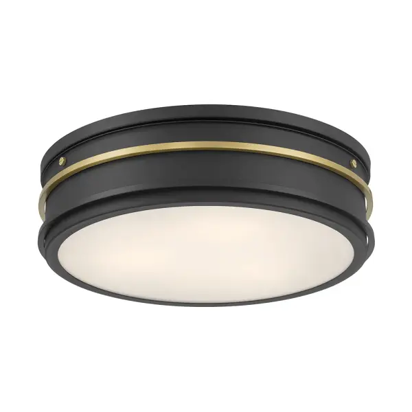 Stralara Matte Black with Vintage Brass Flush Mount