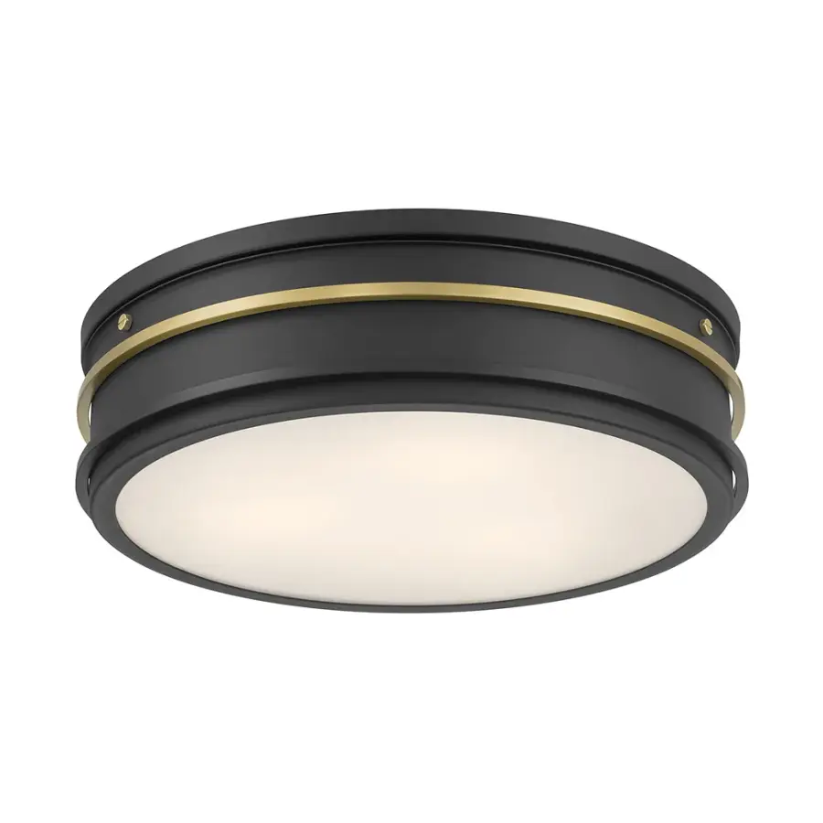Stralara Matte Black with Vintage Brass Flush Mount