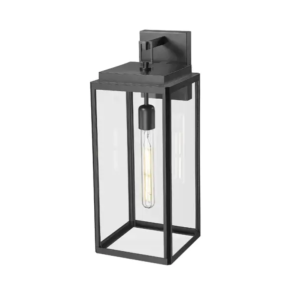 The Alpharetta wall sconce combines timeless geometric design with crystal-clear glass and exceptional weather resistance. AquaGuard technology protects against rain, UV rays, extreme temperatures, and salt corrosion.
