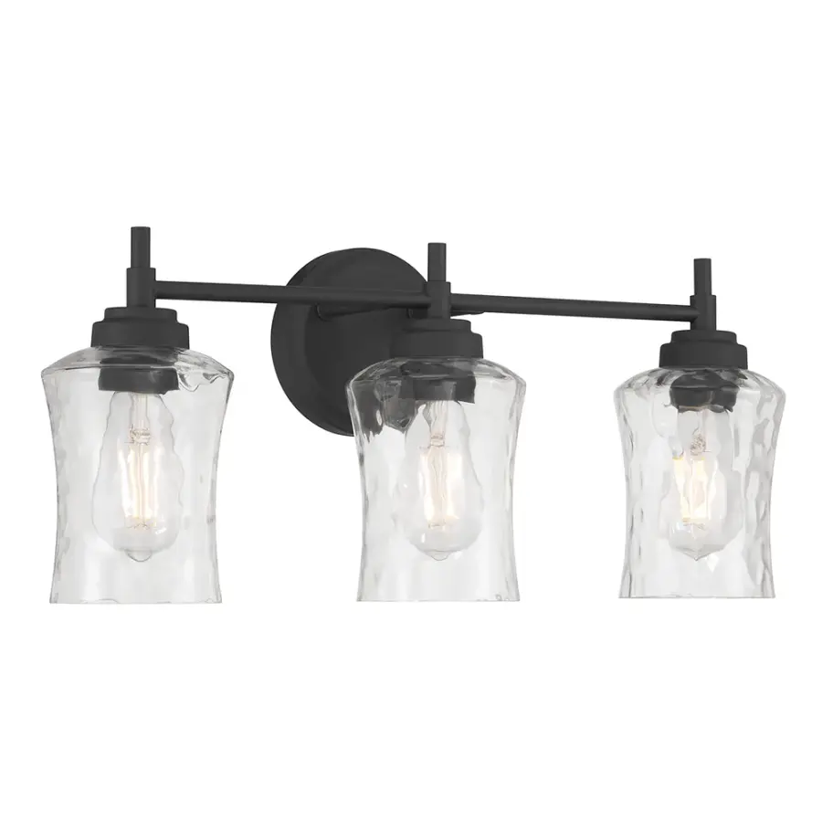Clarvyn Matte Black Water Glass Vanity Light