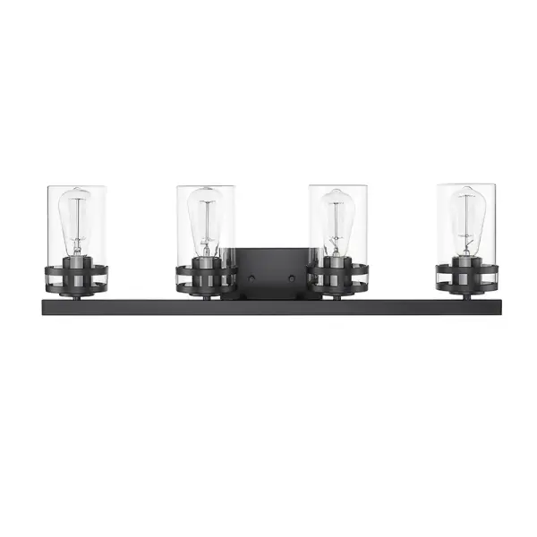 The 91024 vanity light delivers contemporary style with its matte black finish, perfect for modern bathroom designs. Its clean lines and versatile mounting make it ideal for various vanity configurations.