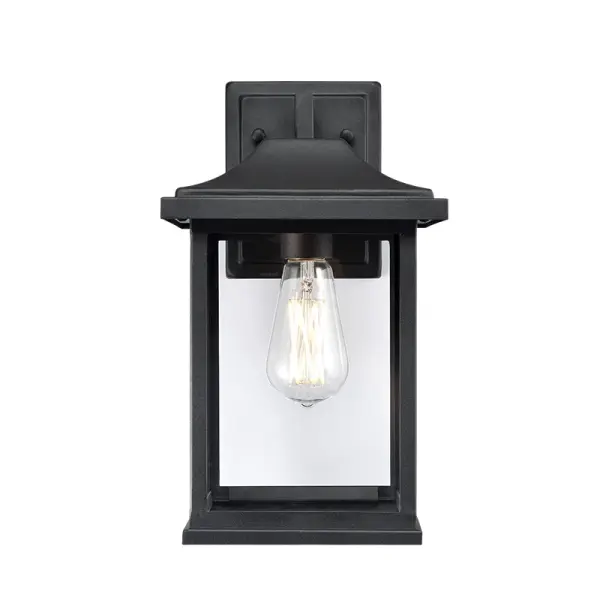 This outdoor wall light combines contemporary styling with weather-resistant construction. The textured black finish provides durability and visual interest while complementing various architectural styles.