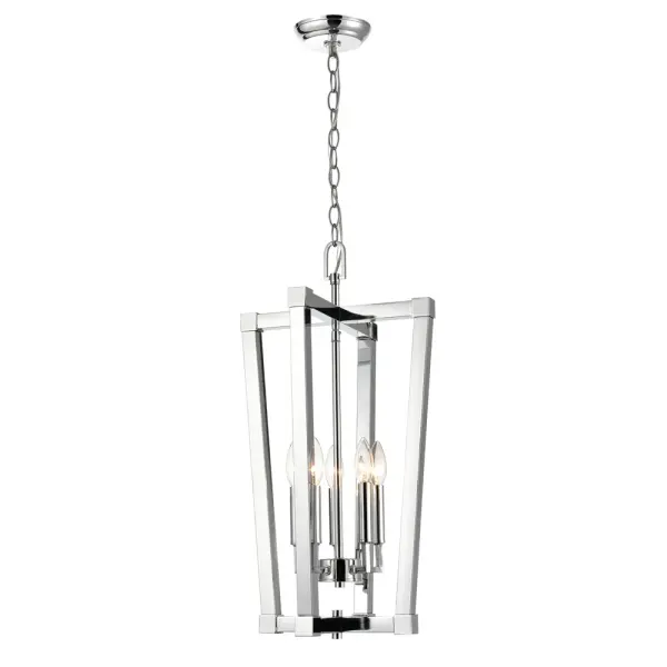 This versatile chrome lantern combines traditional lantern styling with a contemporary polished finish. The reflective chrome surface adds brightness and sophistication to any space while maintaining classic proportions.