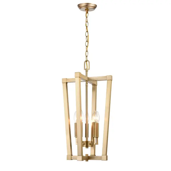 This transitional lantern combines classic lantern styling with a contemporary Modern Gold finish, creating a versatile fixture that elevates entryways, dining spaces, and commercial settings with warm metallic elegance.