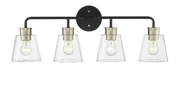 The 9134 vanity light combines sleek matte black finish with clean contemporary design, perfect for modern bathroom updates. Its versatile styling works in both residential and commercial settings.