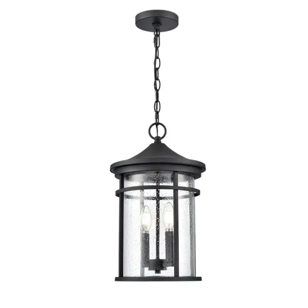 This outdoor light fixture features a contemporary textured black finish designed to withstand the elements while providing stylish illumination for exterior spaces.