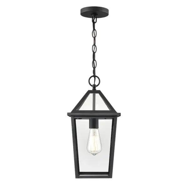 This outdoor light fixture features a textured black finish that provides both durability and contemporary style. Suitable for various exterior applications, it offers weather-resistant performance.