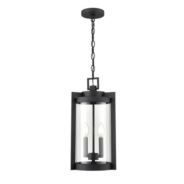 This outdoor light fixture features a contemporary textured black finish designed for exterior applications. Suitable for residential and commercial settings requiring weather-resistant illumination.