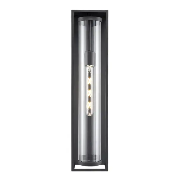 This outdoor light fixture combines contemporary styling with a durable textured black finish, making it suitable for various exterior applications from residential porches to commercial entrances.