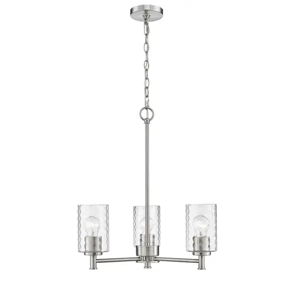 The 9213 chandelier in Brushed Nickel offers timeless appeal with its neutral metallic finish that complements both contemporary and traditional interiors. A reliable choice for various room settings.