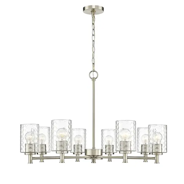 The 9218 chandelier brings contemporary elegance with its modern gold finish, perfect for creating a sophisticated focal point in dining rooms and entryways. Its versatile design bridges modern and transitional aesthetics.