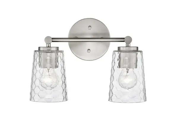 The 9232 vanity light offers a clean, transitional design in brushed nickel finish that complements a wide range of bathroom styles. Its wall-mounted configuration provides functional task lighting for grooming areas.