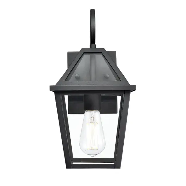 This outdoor light fixture features a textured black finish that provides both durability and contemporary style. Suitable for various exterior applications, it offers weather-resistant performance.