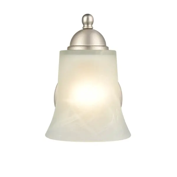 The 9331 vanity light offers timeless transitional styling with a versatile brushed nickel finish. Perfect for bathroom vanities, this fixture provides functional task lighting with understated elegance.