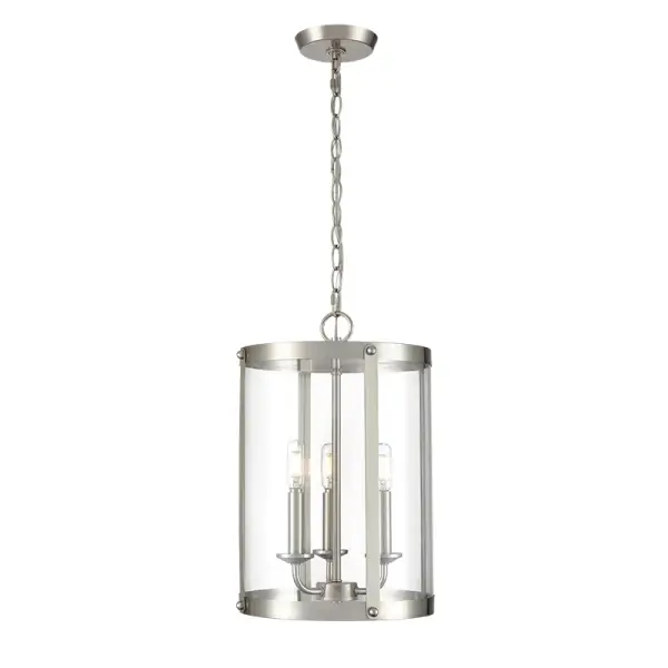 A contemporary pendant light featuring a brushed nickel finish that complements both modern and transitional interiors. Its neutral metallic tone provides versatile styling options for residential and commercial settings.