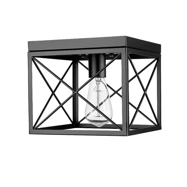 A contemporary flush mount ceiling light featuring a sophisticated matte black finish. Perfect for low-ceiling applications where clean, minimalist design is desired. Versatile enough for residential and commercial settings.