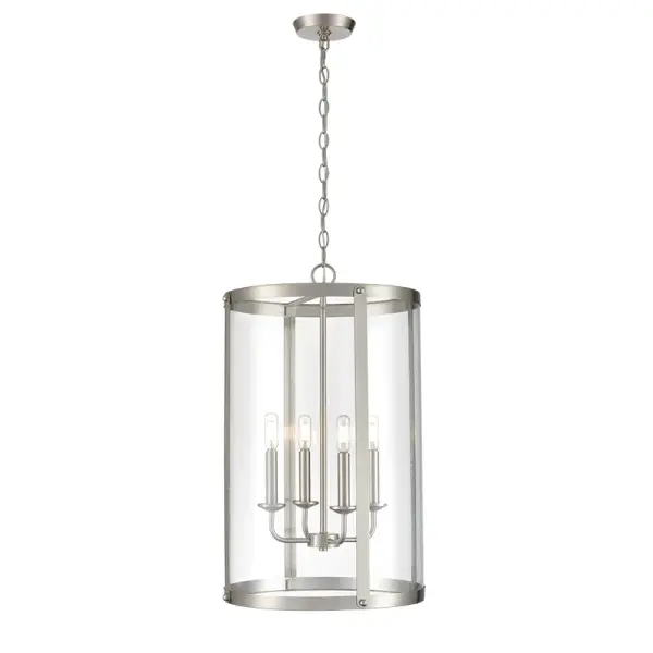 A contemporary pendant light featuring a brushed nickel finish that complements a wide range of interior styles. Its neutral metallic tone works beautifully in both residential and commercial settings.